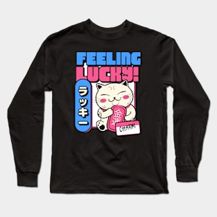 Feeling Lucky Lucky Cat Lucky Charm Happy Cat Funny Cat Long Sleeve T-Shirt